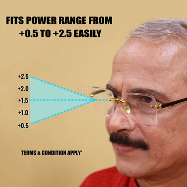 Rimless Adaptive Power Reading Glasses B1 G1 Free (2RG5)