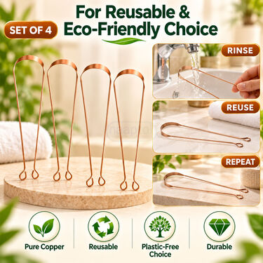 Pure Copper Tongue Cleaner - Set of 4 (PCP6)