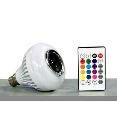 Powerful Colour Changing LED Bulb with Bluetooth Speaker & Remote + Free Night Sensor Light (CBSR8)