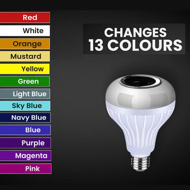 Powerful Colour Changing LED Bulb with Bluetooth Speaker & Remote + Free Night Sensor Light (CBSR8)