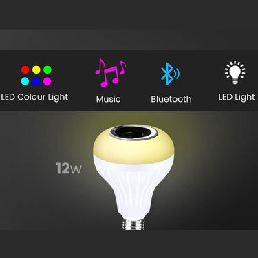 Powerful Colour Changing LED Bulb with Bluetooth Speaker & Remote + Free Night Sensor Light (CBSR8)